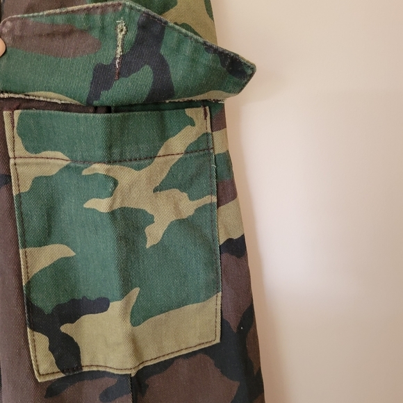 Vintage Camo Print Cargo Denim Maxi Skirt Y2K 90s - Picture 9 of 9